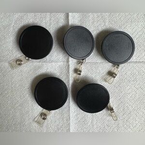 Lot of 5 Black Retractable Badge Reels